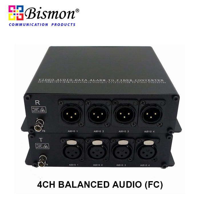 4-CH-Balanced-Audio-XLR-to-Fiber-optic-Single-fiber-20KM-SM-FC-Connector